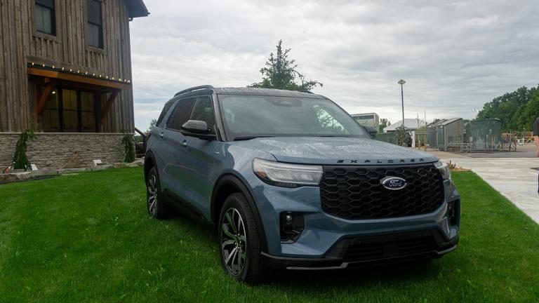 2025 Ford Explorer parked on grass.